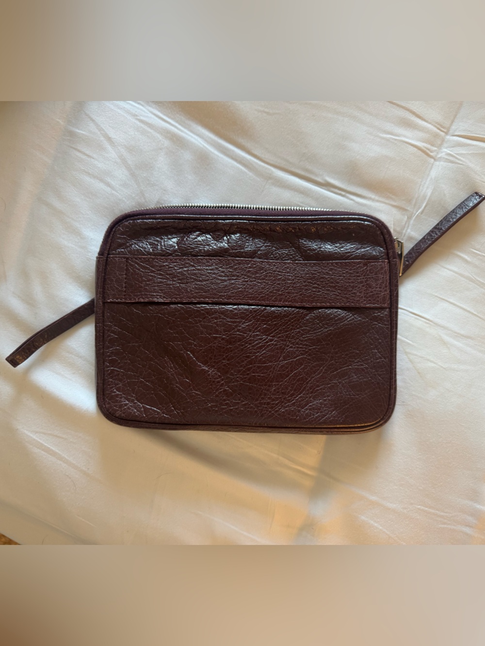 Balenciaga Men's iPad / Tablet Zip Pouch Charbon brown Agneau Lambskin Leather - Picture 2 of 9